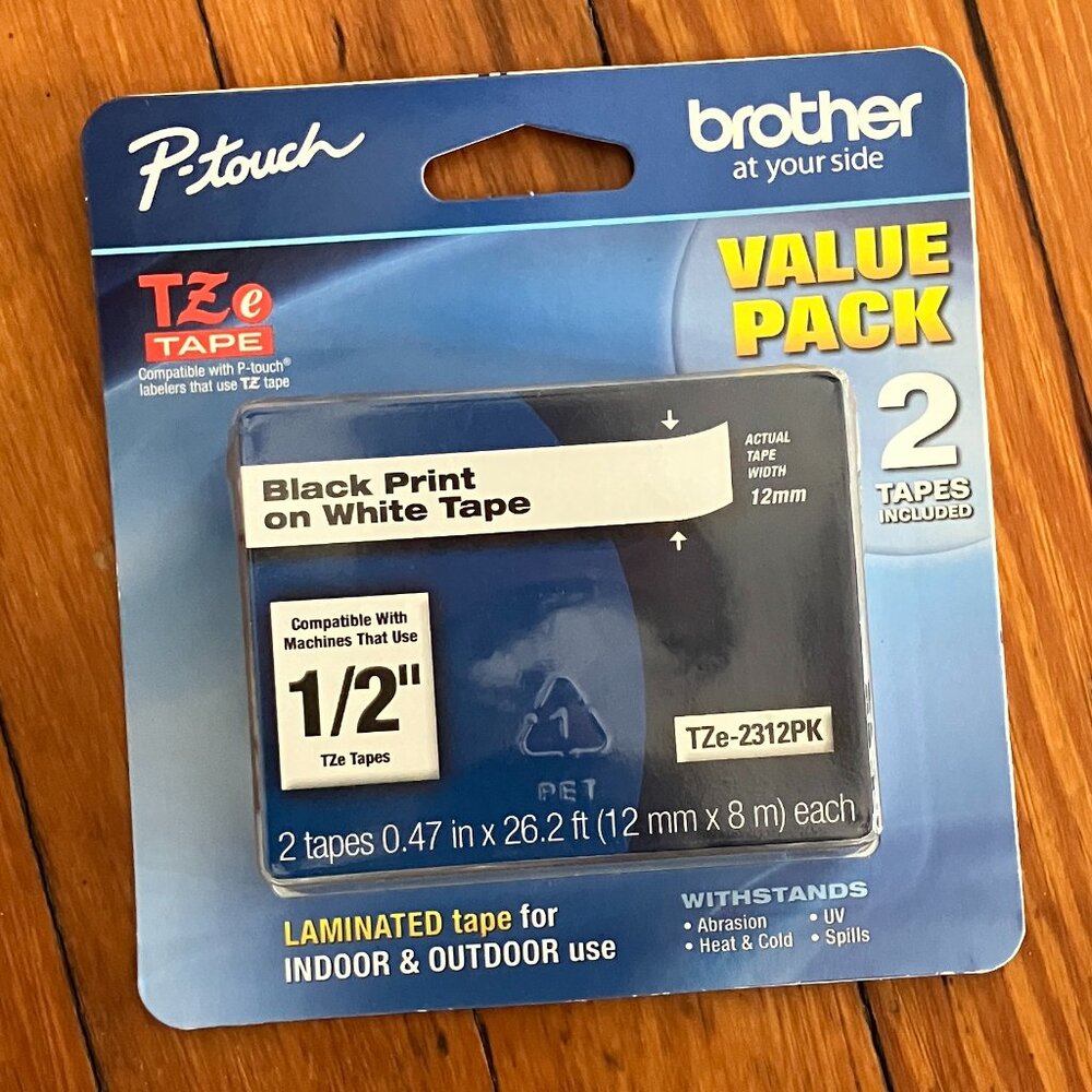 ✨ Brother P-Touch TZe-2312PK Laminated Label Tape Value Pack (2-Rolls) ✨